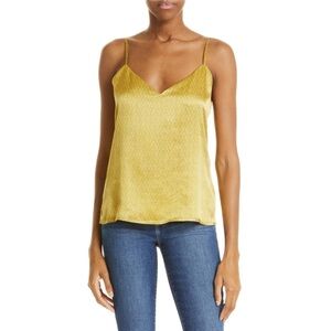 NEW L'AGENCE Jane Chain Print Silk Camisole in Goldchamp Size XL